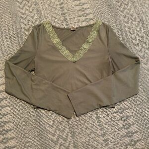 Olive Lace Trim Top